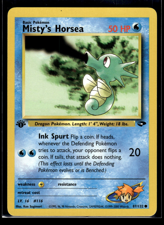 Misty's Horsea #087/132 1st Edition Gym Challenge LP