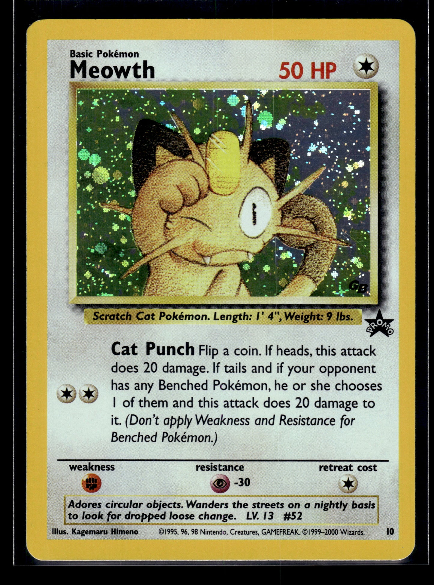 Meowth #10/53 STAMPED WoTC Promo LP