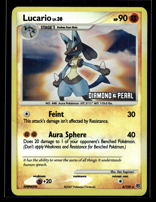 Lucario #6/130 STAMPED Diamond and Pearl HP