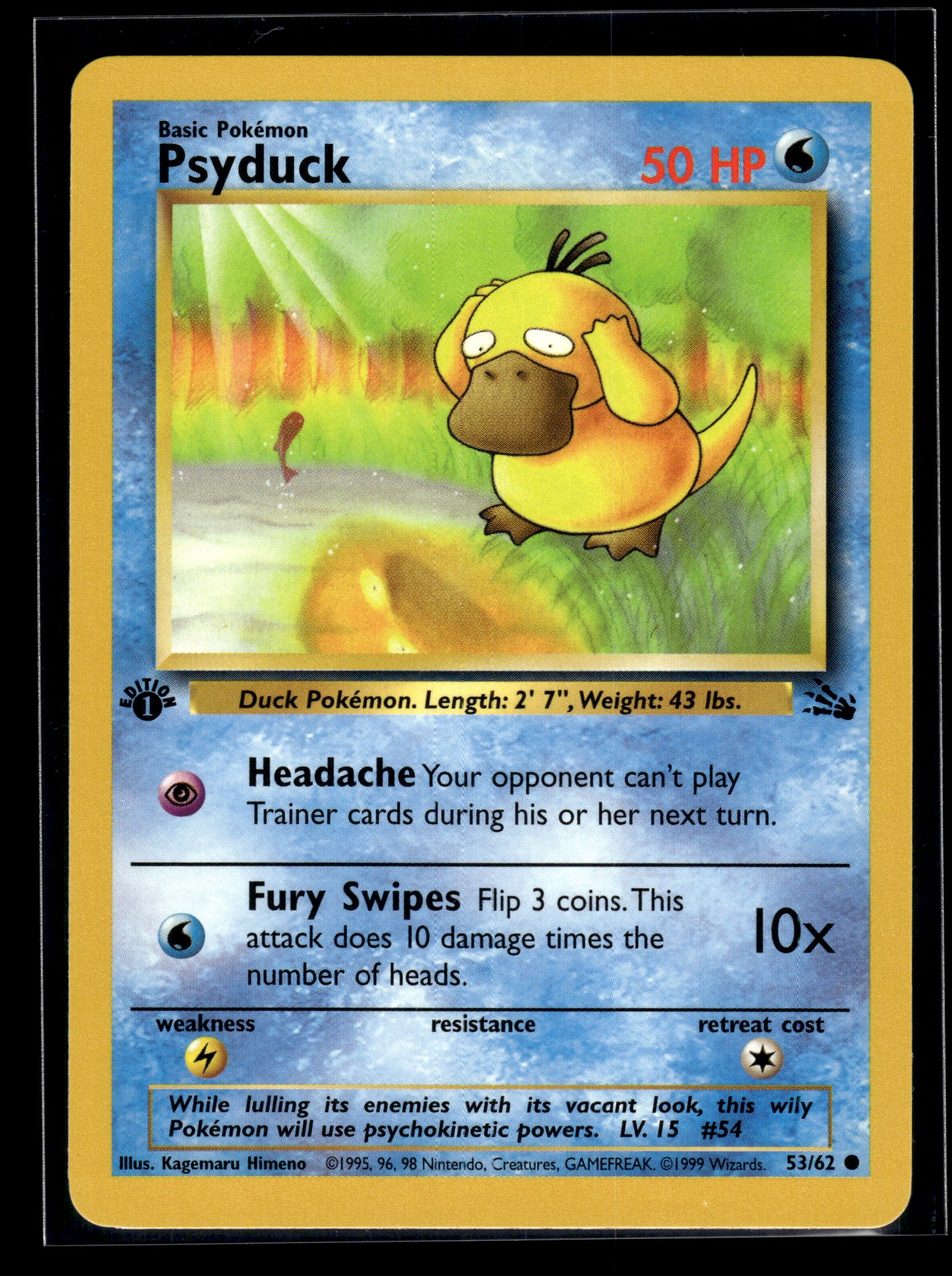 Psyduck #53/62 1st Edition Fossil LP