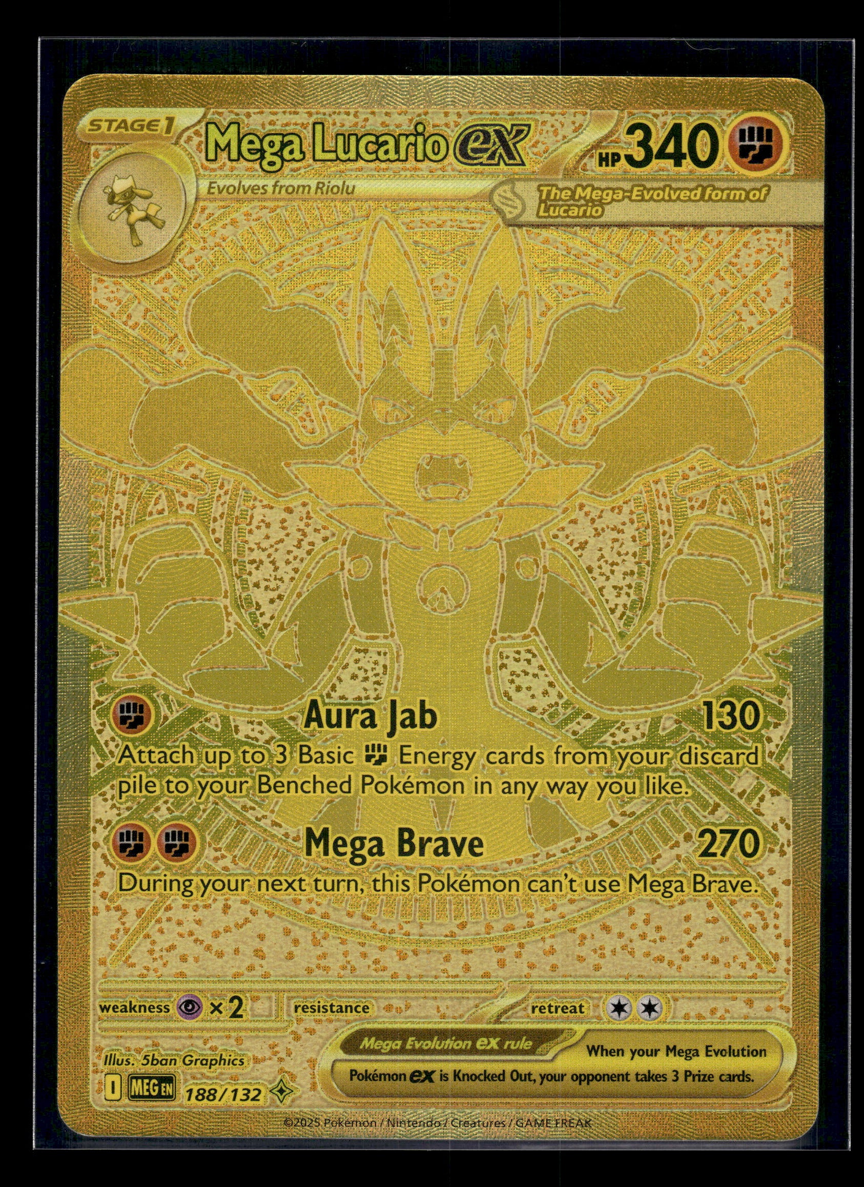 Mega Lucario ex #188/132 SPECKLED MISPRINT Mega Evolution NM