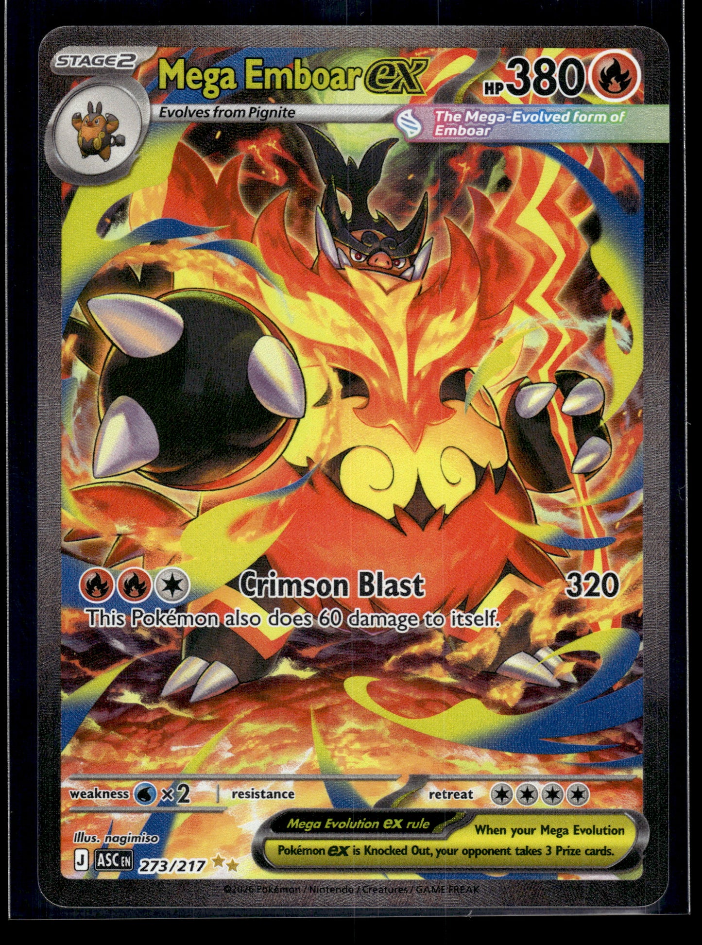Mega Emboar ex #273/217 Ascended Heroes NM
