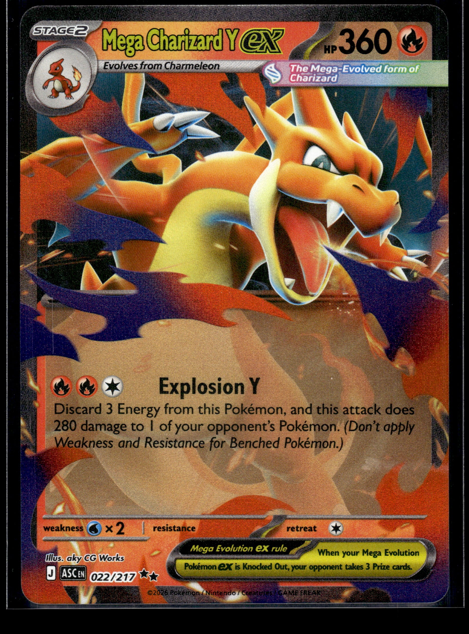 Mega Charizard Y ex #022/217 Ascended Heroes NM