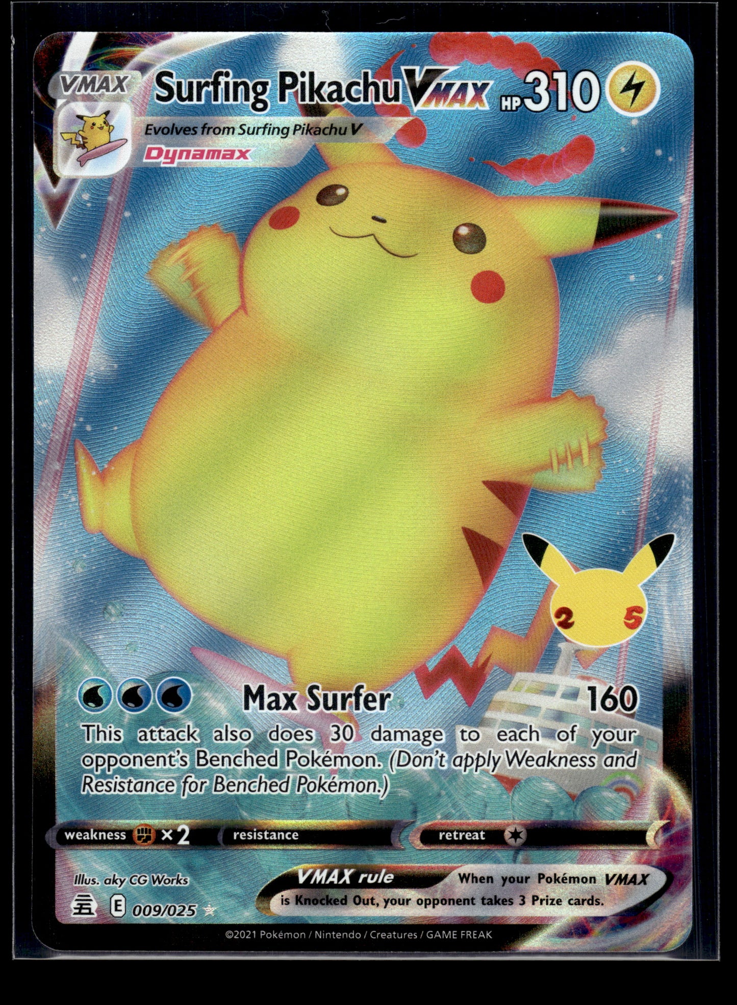 Surfing Pikachu VMAX #009/025 Celebrations NM