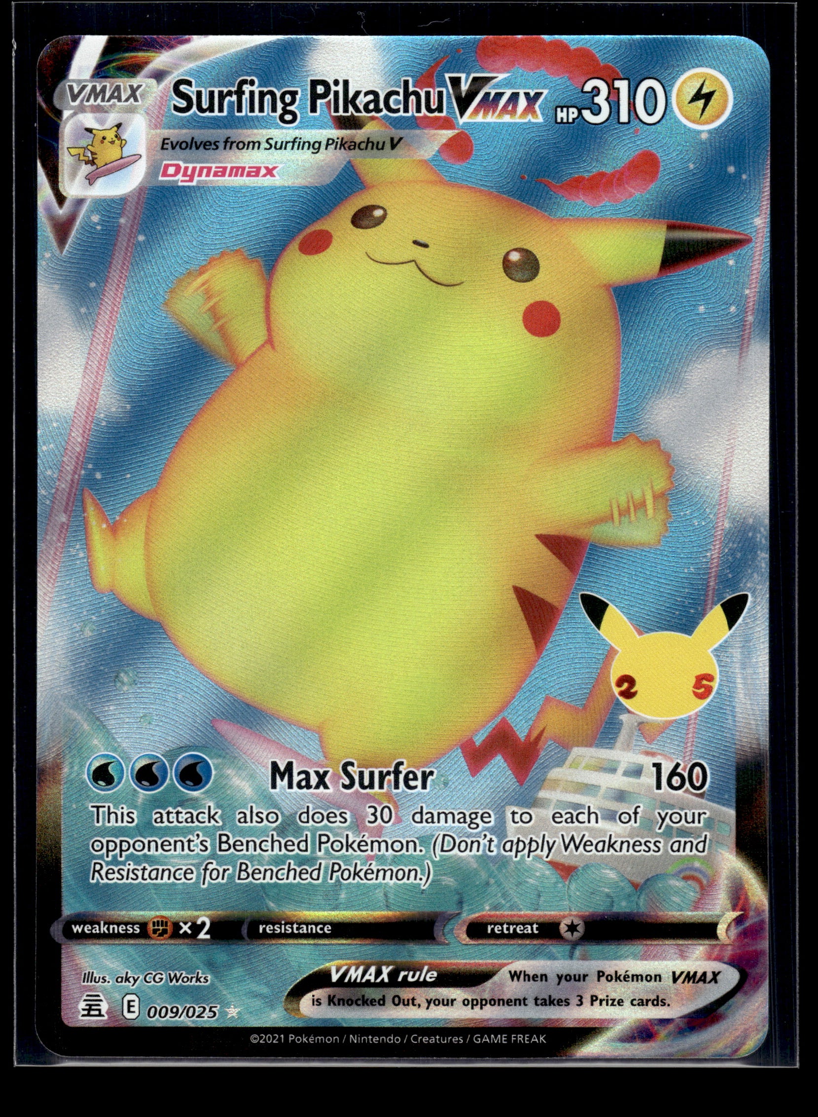 Surfing Pikachu VMAX #009/025 Celebrations NM