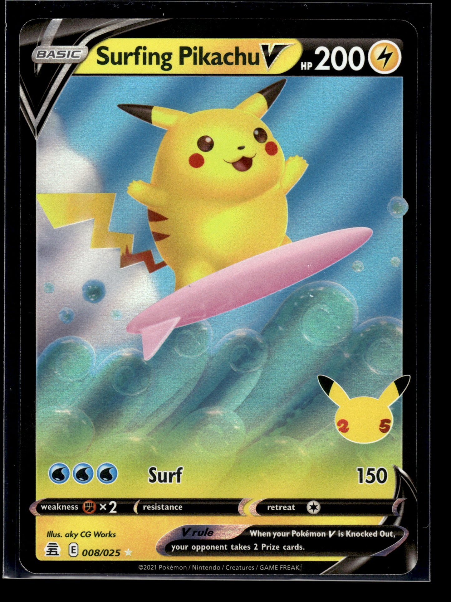 Surfing Pikachu V #008/025 Celebrations VLP