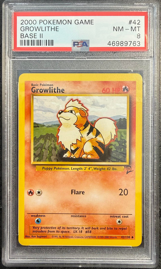 PSA 8 Growlithe #42 Base Set 2