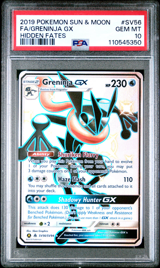 PSA 10 Greninja GX #SV56 Hidden Fates