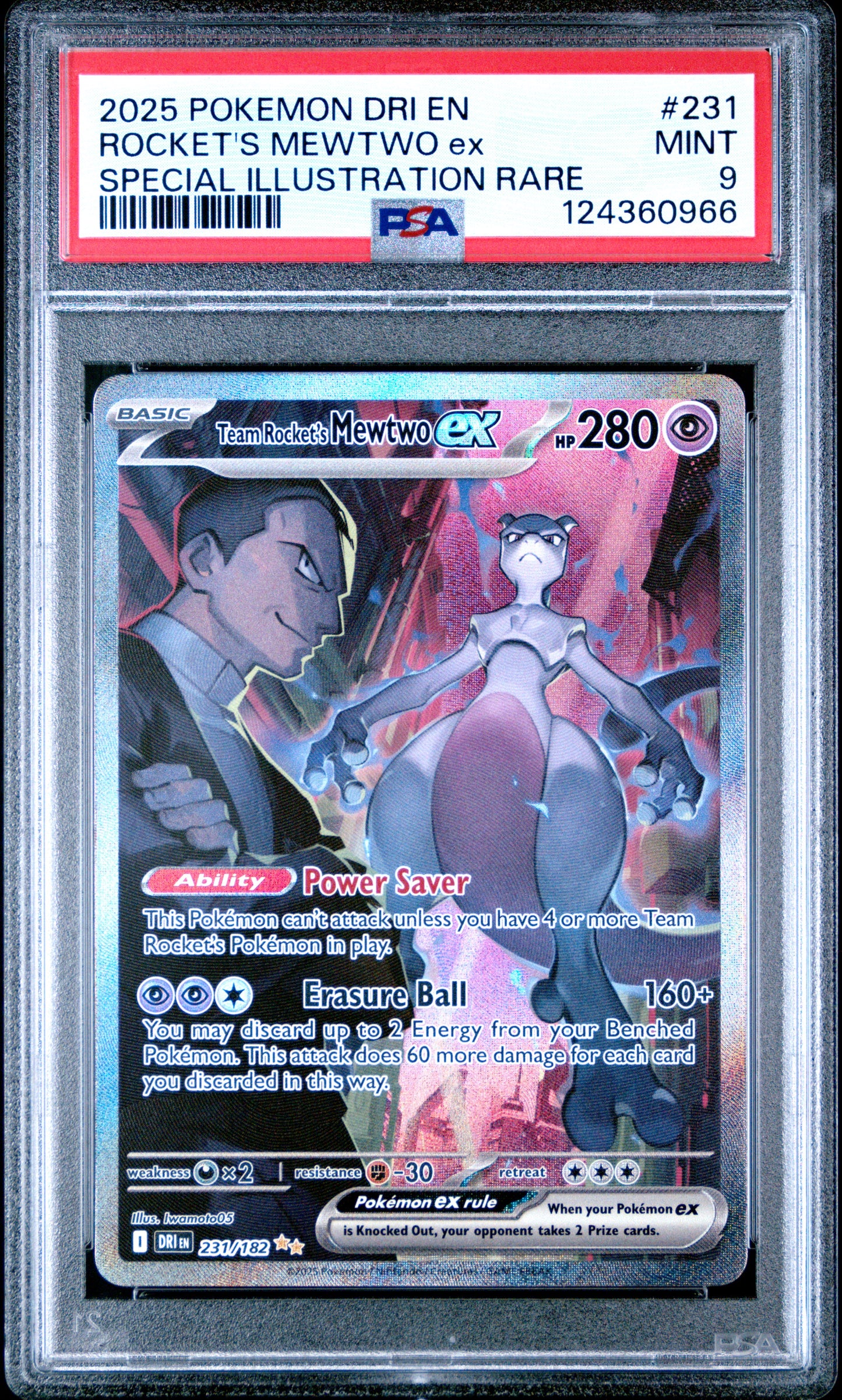 PSA 9 Rocket's Mewtwo ex #231 Destined Rivals