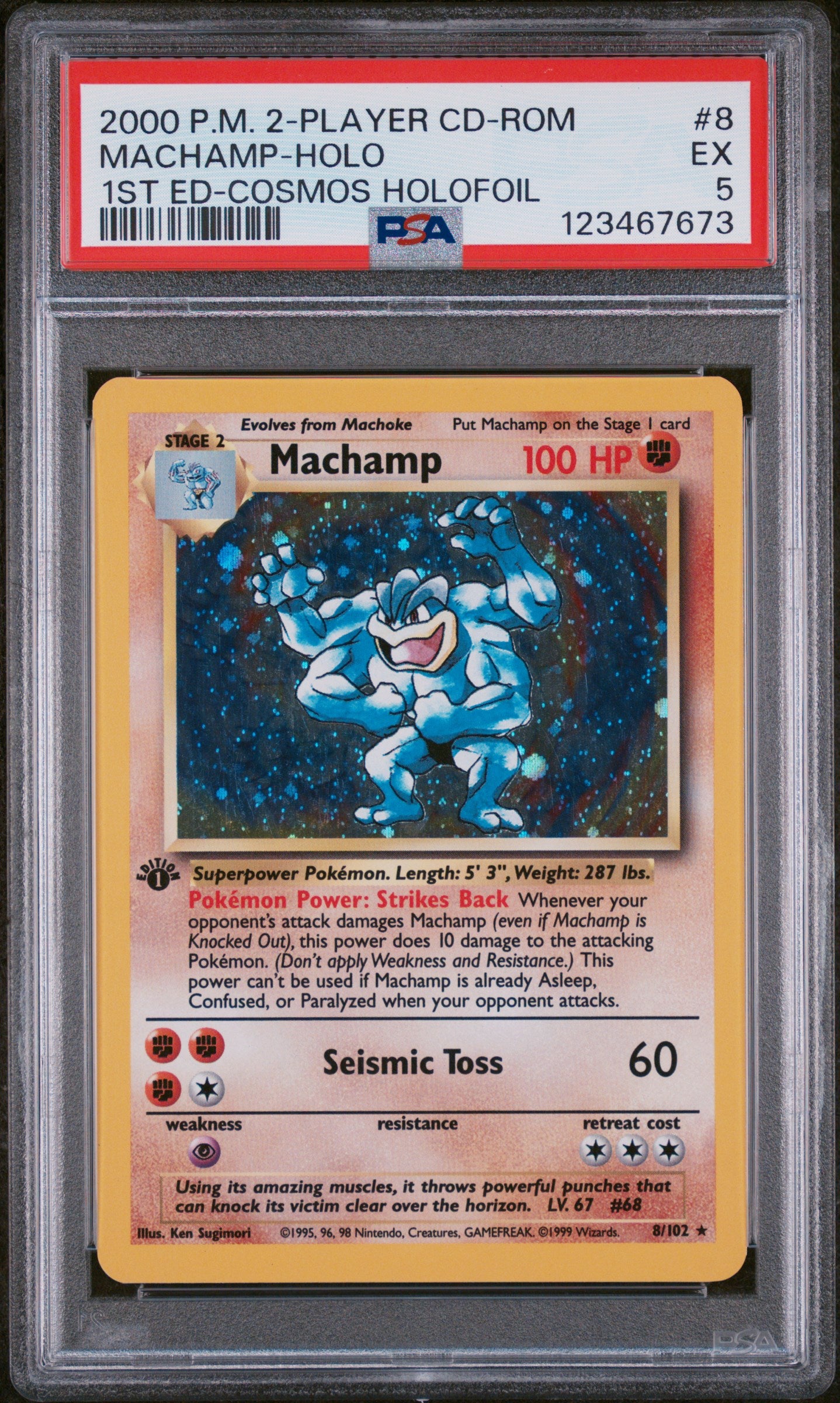 PSA 5 Machamp-Holo #8 1st Edition 2-Player CD-Rom Starter Set