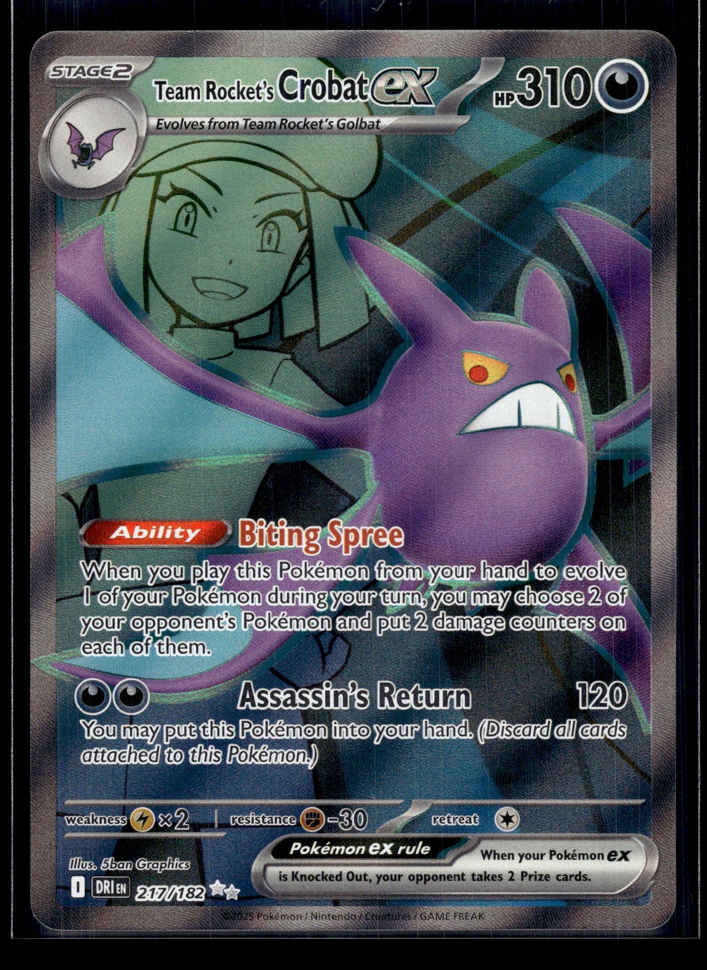 Team Rocket's Crobat ex #217/182 Destined Rivals NM