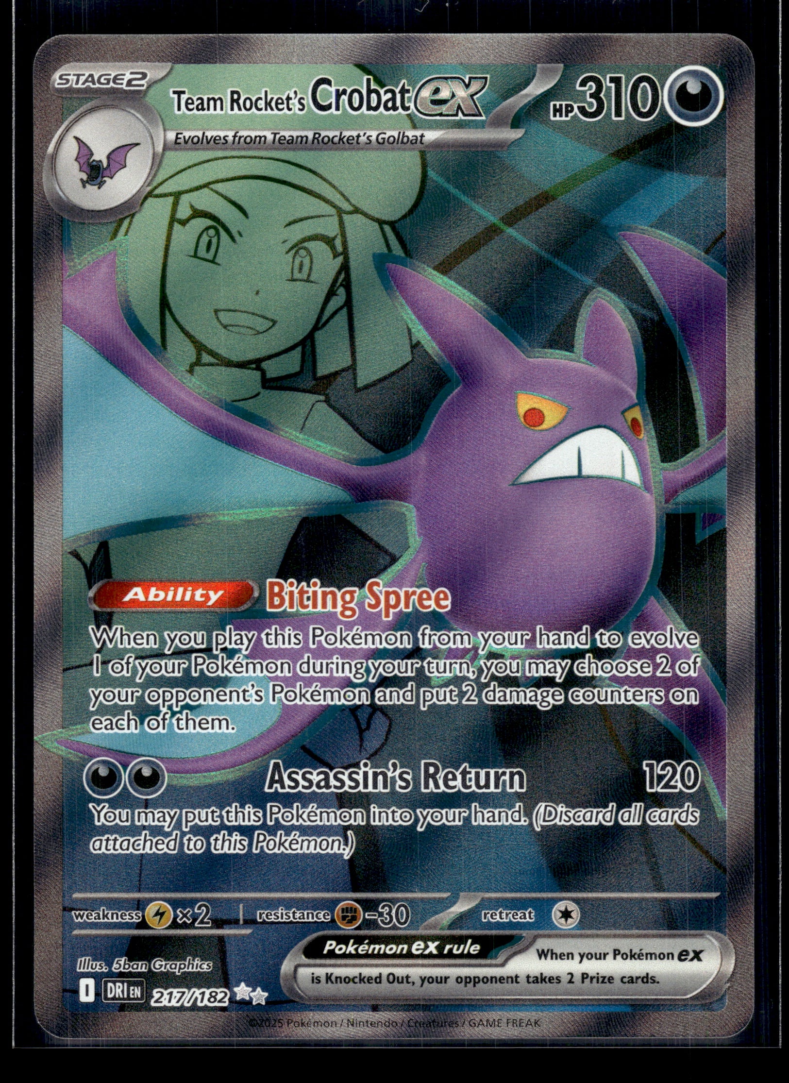 Team Rocket's Crobat ex #217/182 Destined Rivals NM
