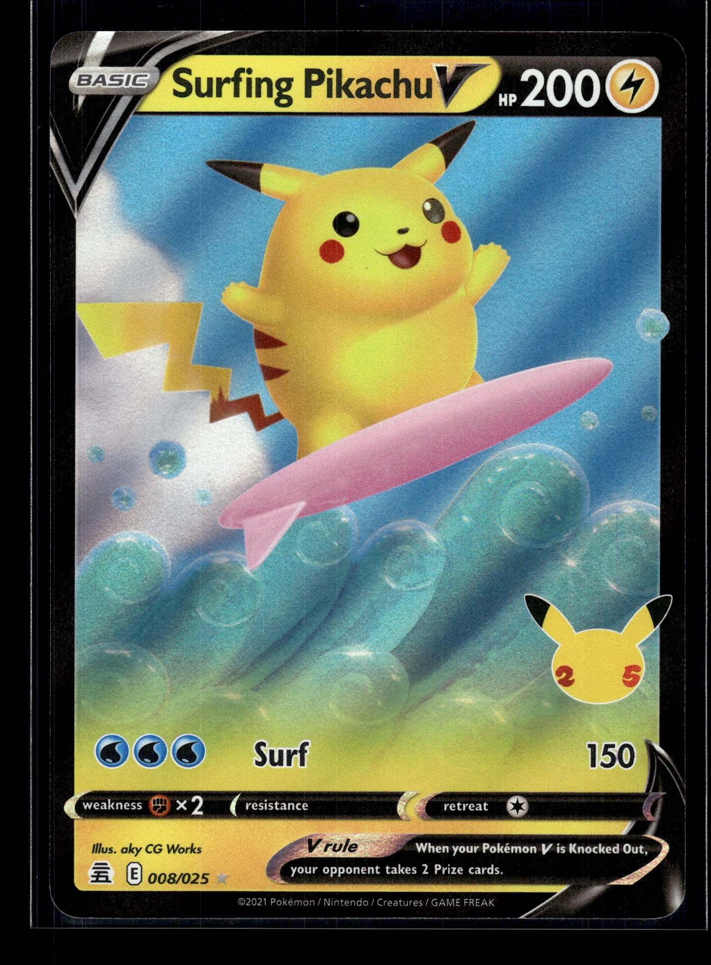 Surfing Pikachu V #008/025 Celebrations VLP