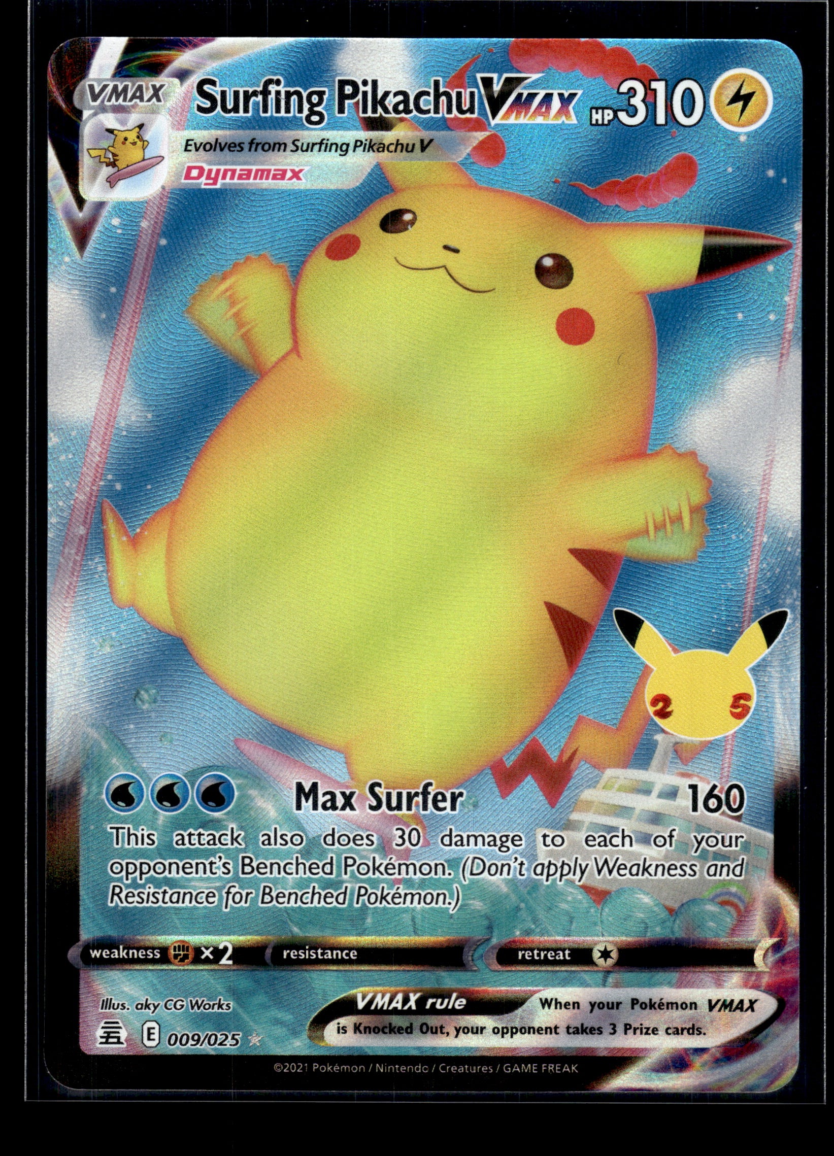 Surfing Pikachu VMAX #009/025 Celebrations NM