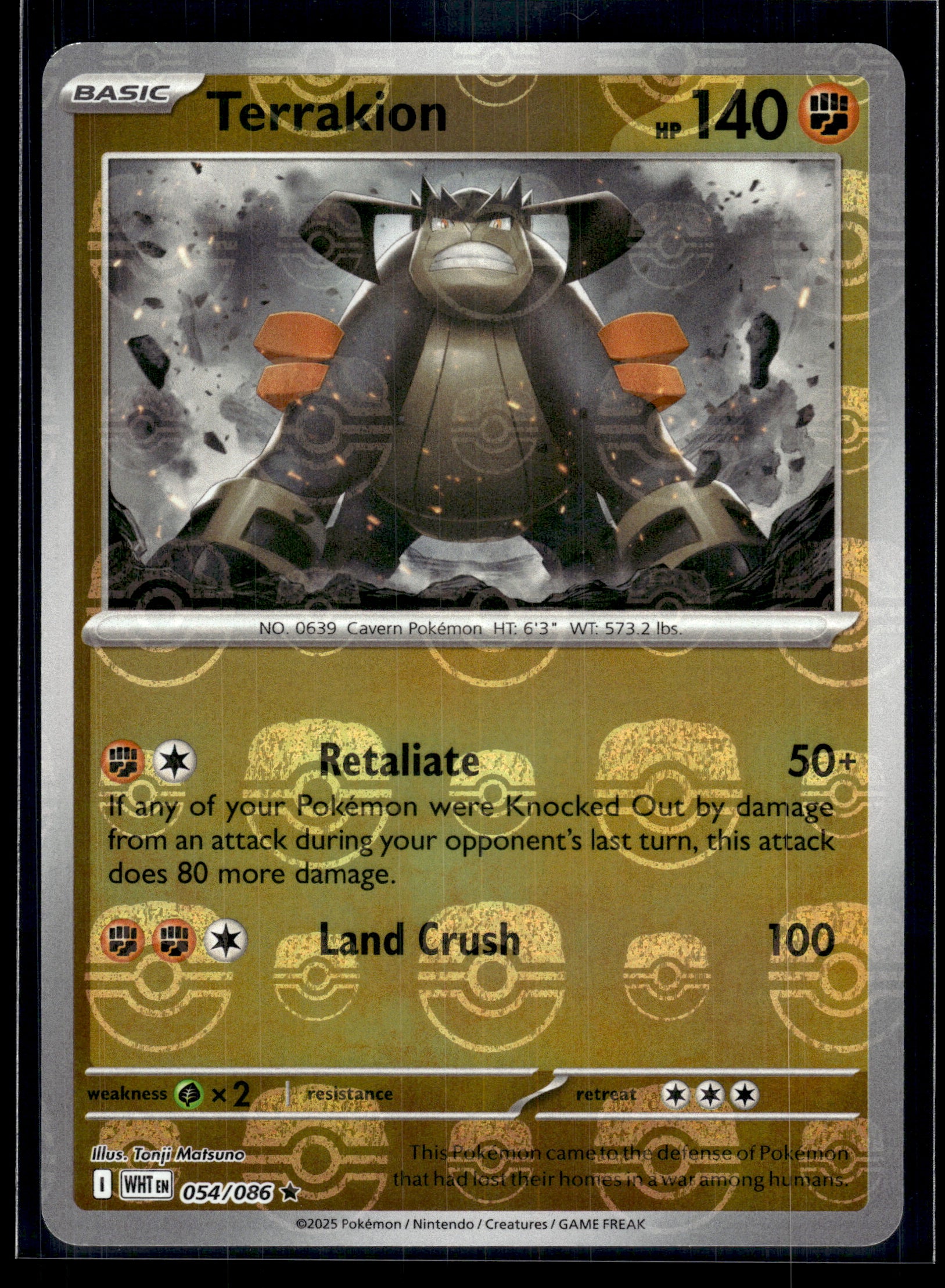 Terrakion (Master Ball) #054/086 White Flare LP