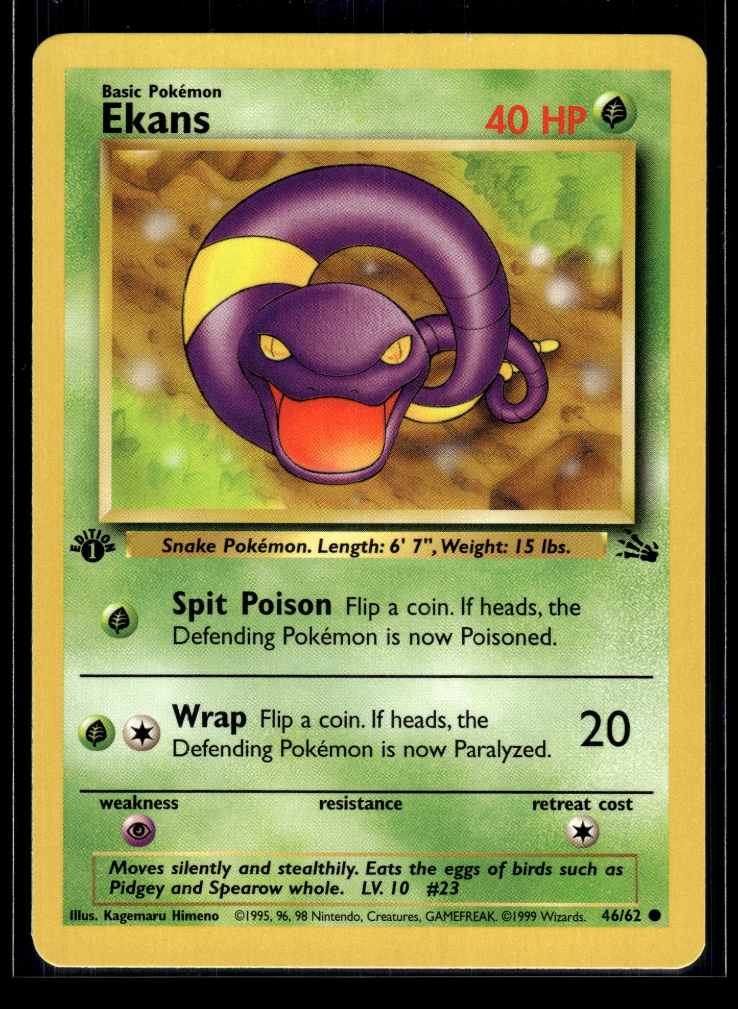 Ekans #46/62 1st Edition Fossil LP