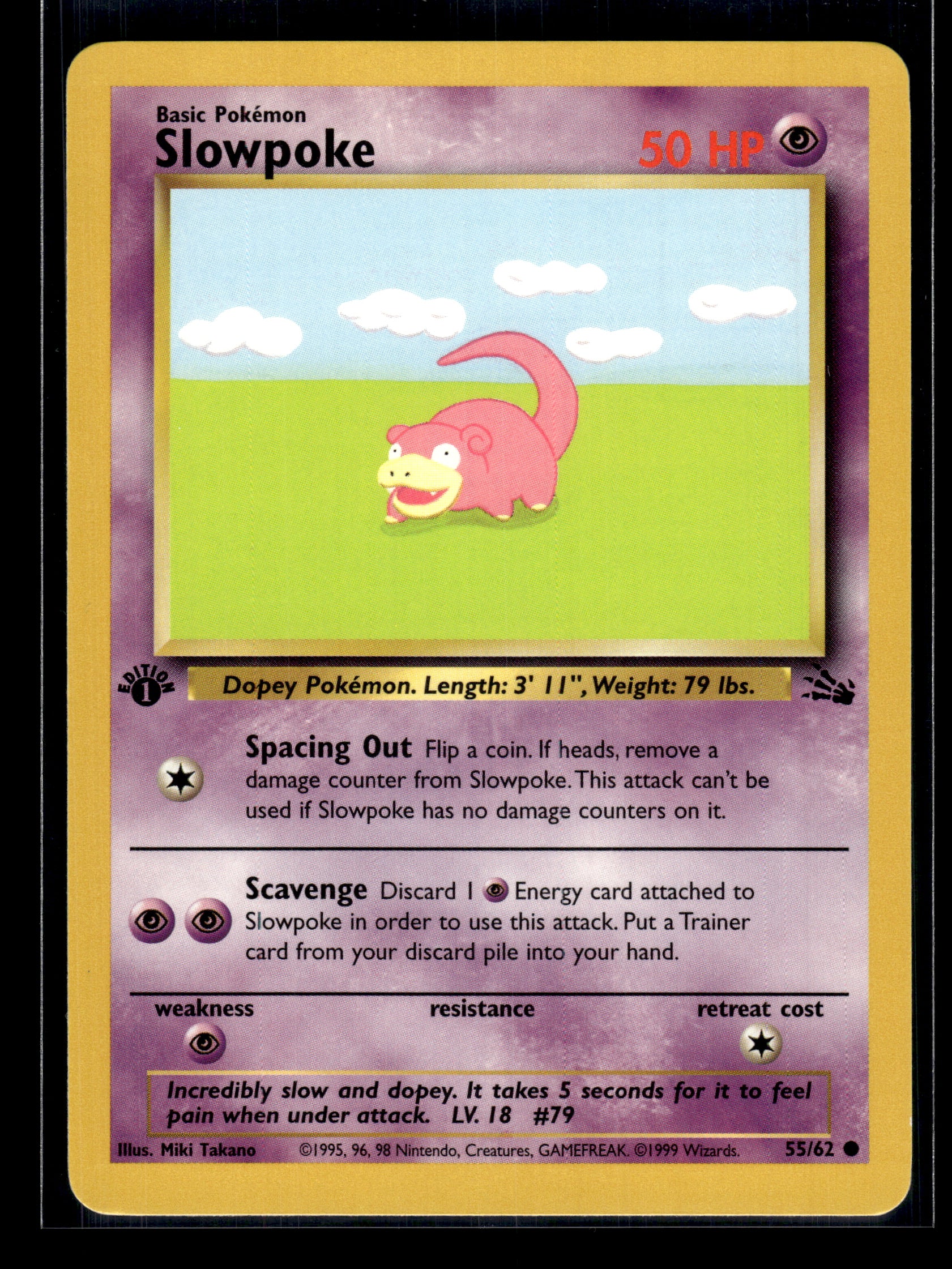 Slowpoke #55/62 1st Edition Fossil LP