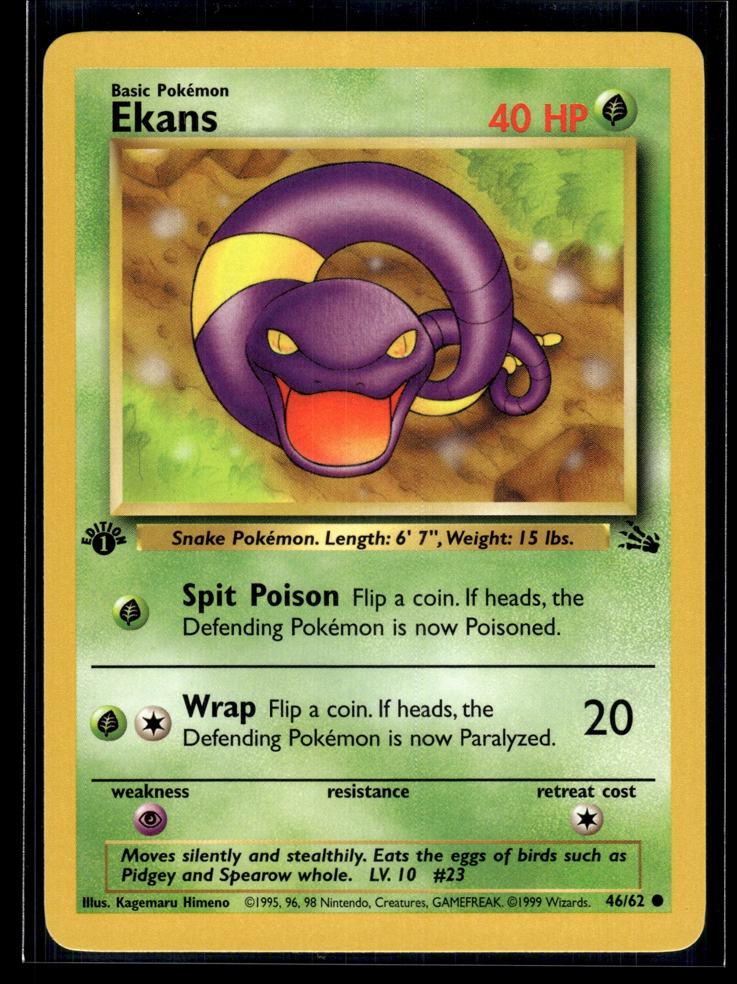 Ekans #46/62 1st Edition Fossil LP