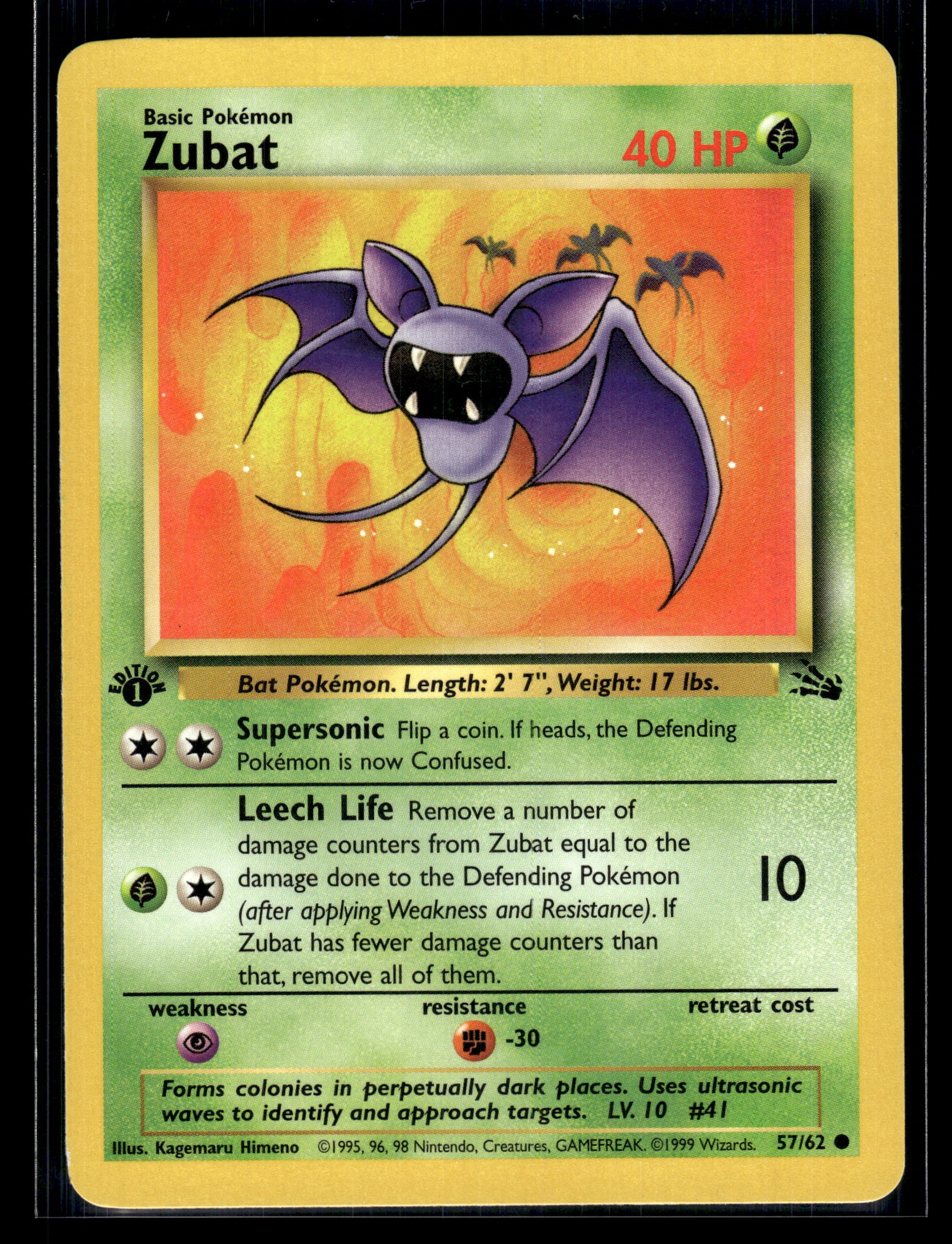 Zubat #57/62 1st Edition Fossil MP