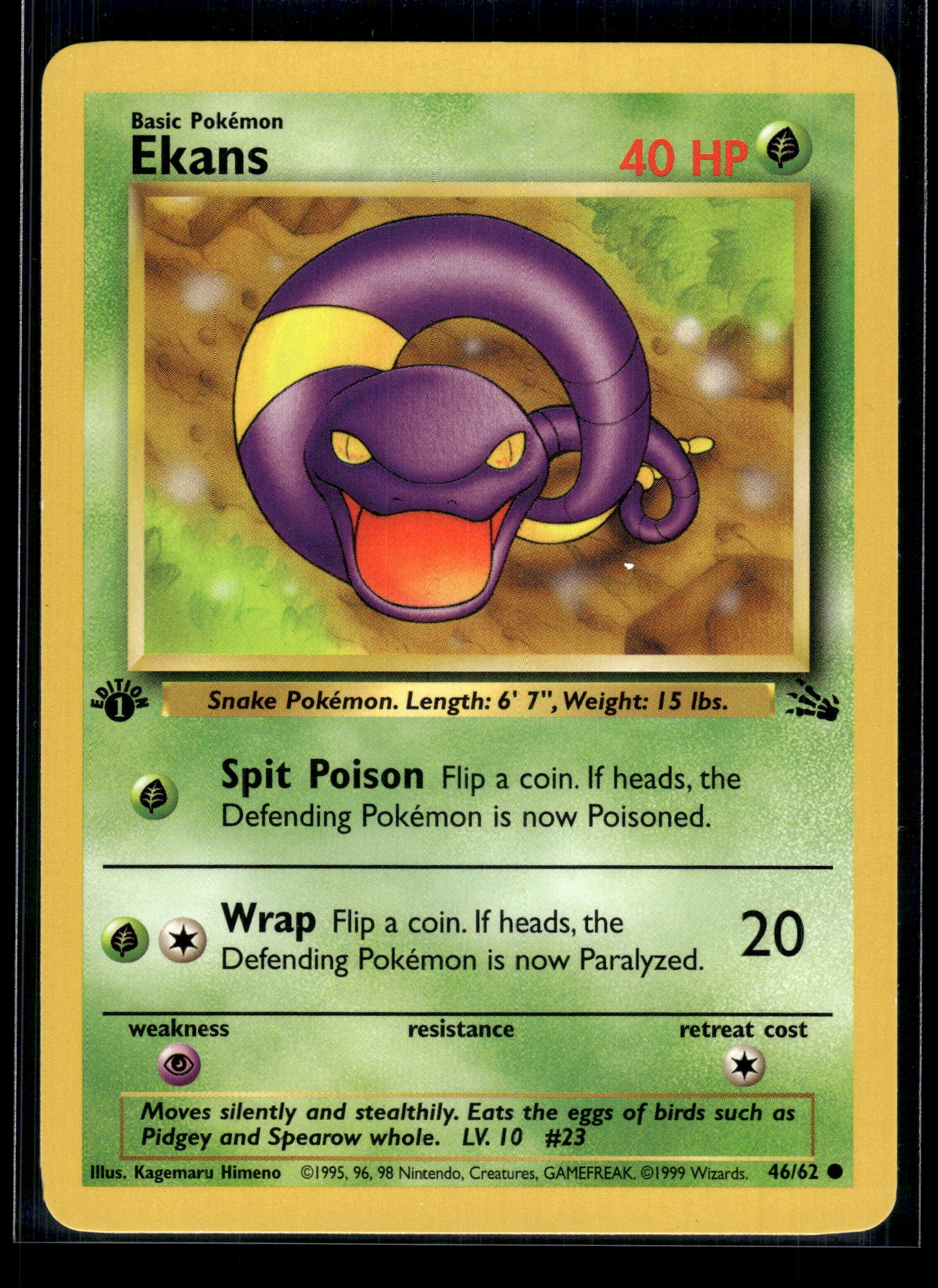 Ekans #46/62 1st Edition Fossil LP