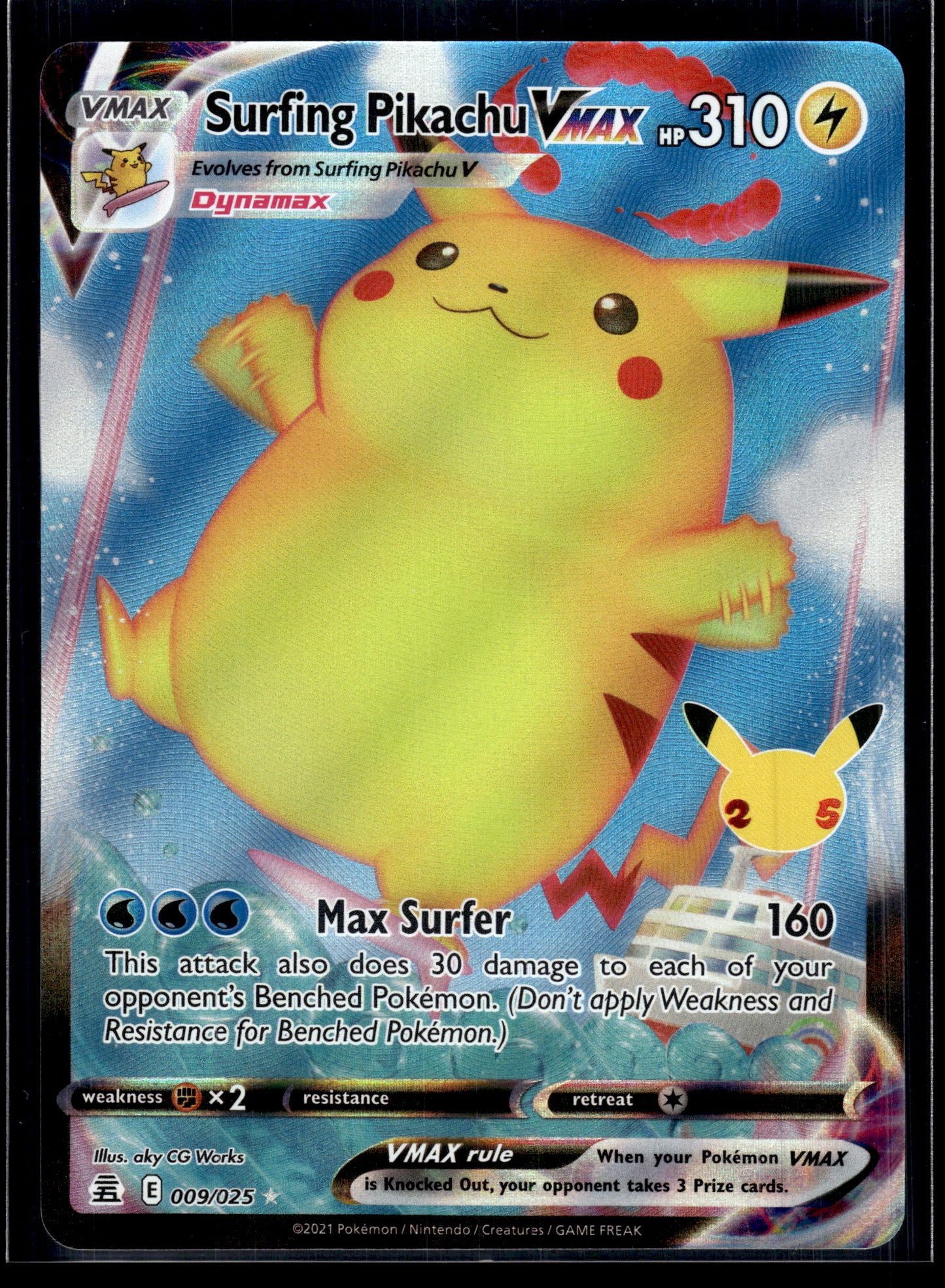Surfing Pikachu VMAX #009/025 Celebrations NM