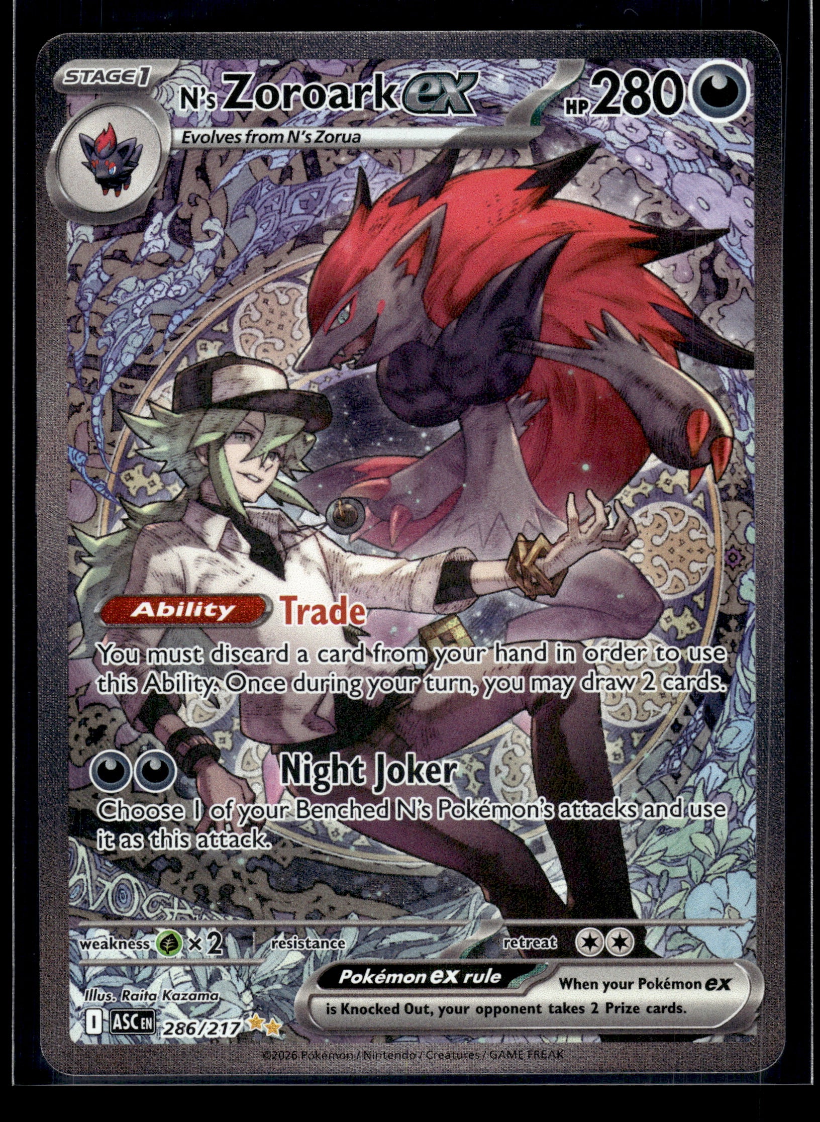 N's Zoroark ex #286/217 Ascended Heroes NM