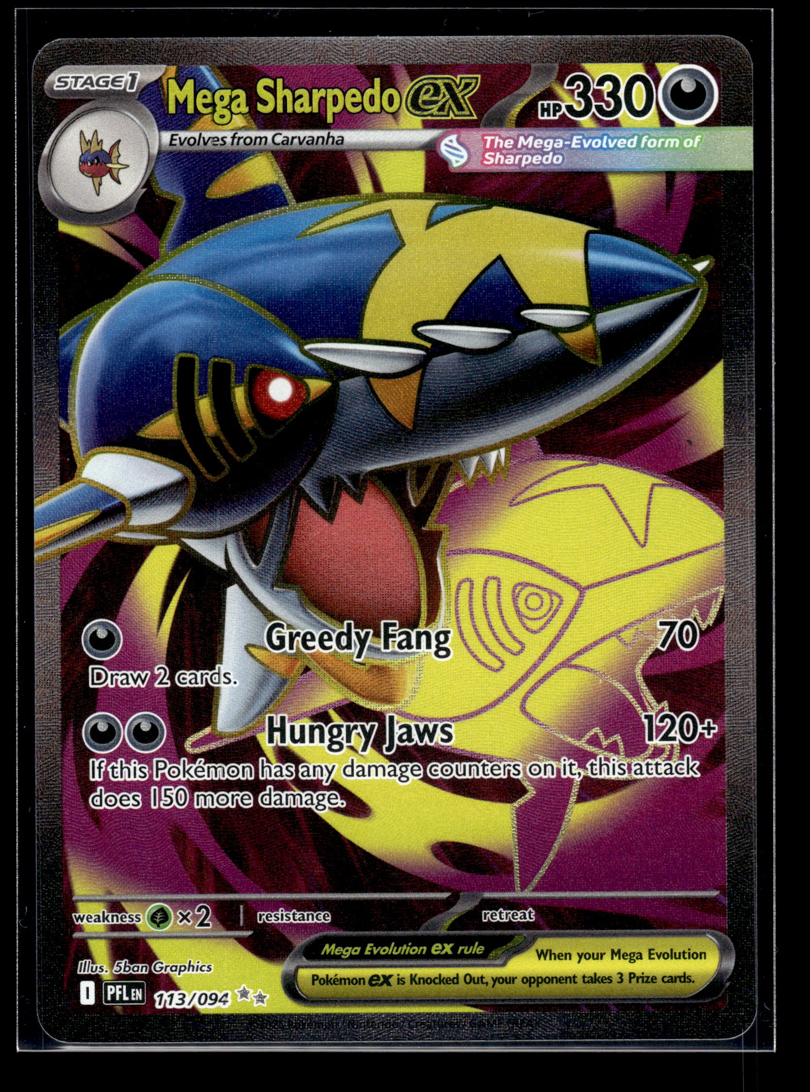 Mega Sharpedo ex #113/094 Phantasmal Flames NM