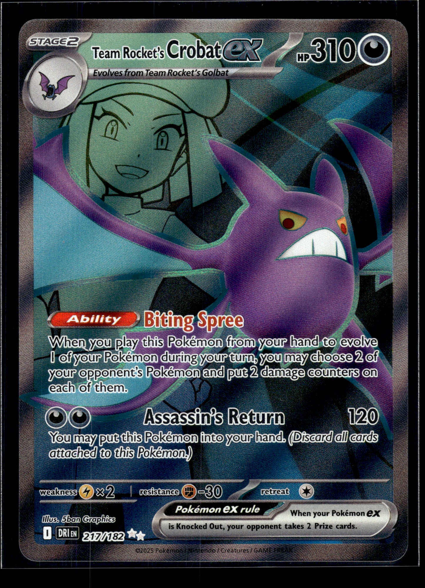 Team Rocket's Crobat ex #217/182 Destined Rivals NM