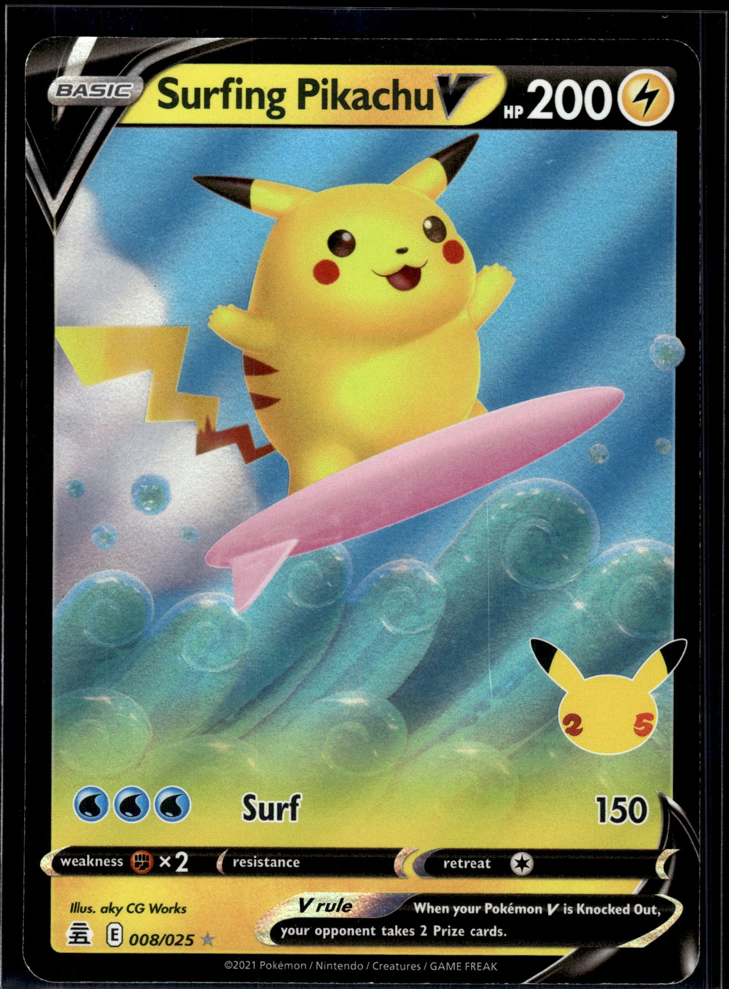 Surfing Pikachu V #008/025 Celebrations LP