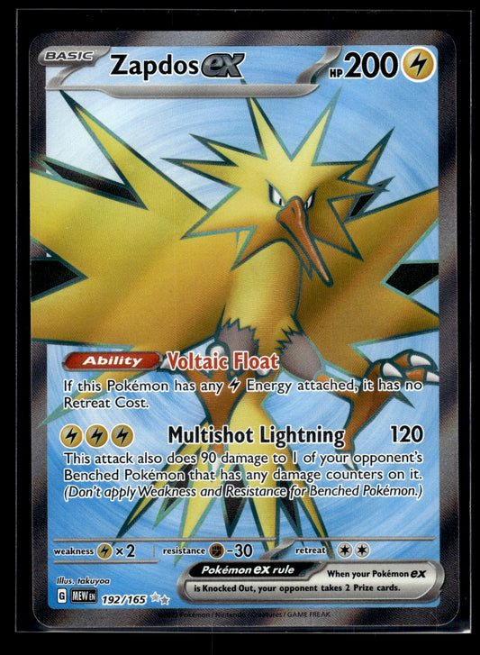 Zapdos ex #192/165 Scarlet & Violet 151 NM