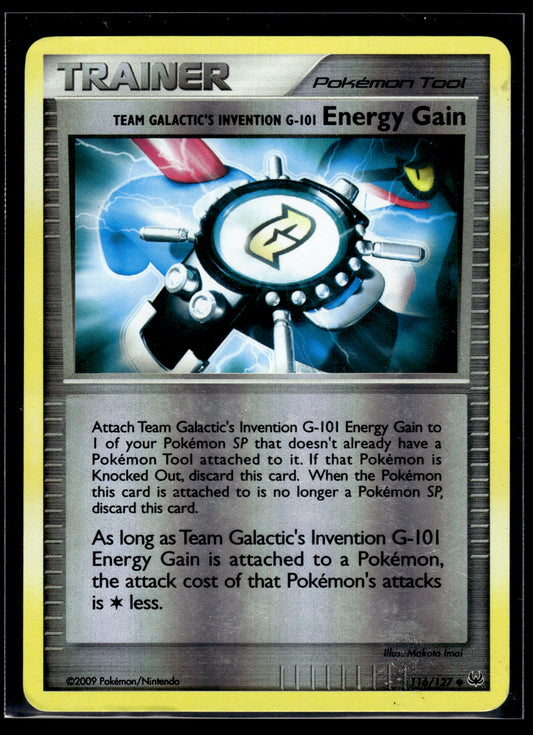 Team Galactic's Invention G-101 Energy Gain #116/127 Reverse Holo Platinum MP