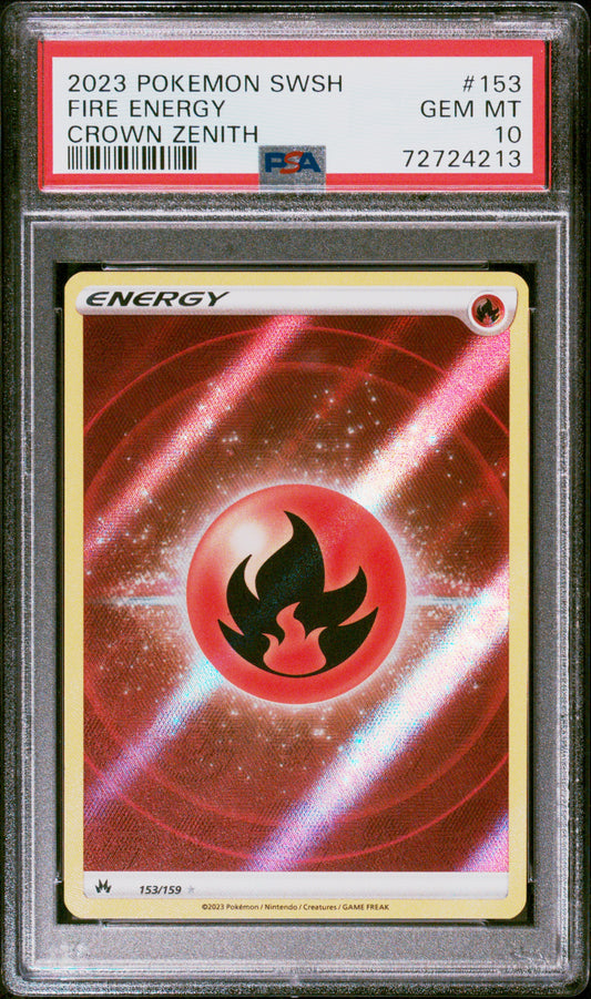 PSA 10 Fire Energy #153 Crown Zenith