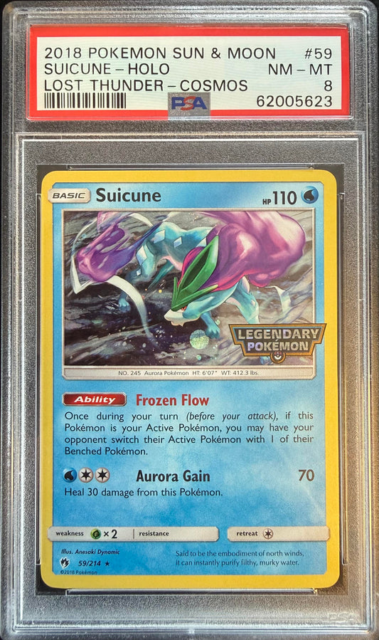 PSA 8 Suicune #59 STAMPED Sun & Moon Lost Thunder