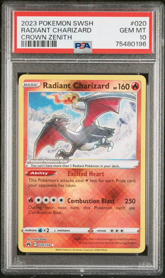 PSA 10 Radiant Charizard #020 Crown Zenith