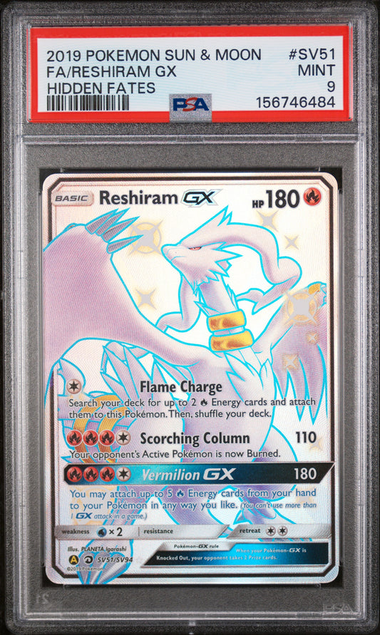 PSA 9 Reshiram GX #SV51 Hidden Fates