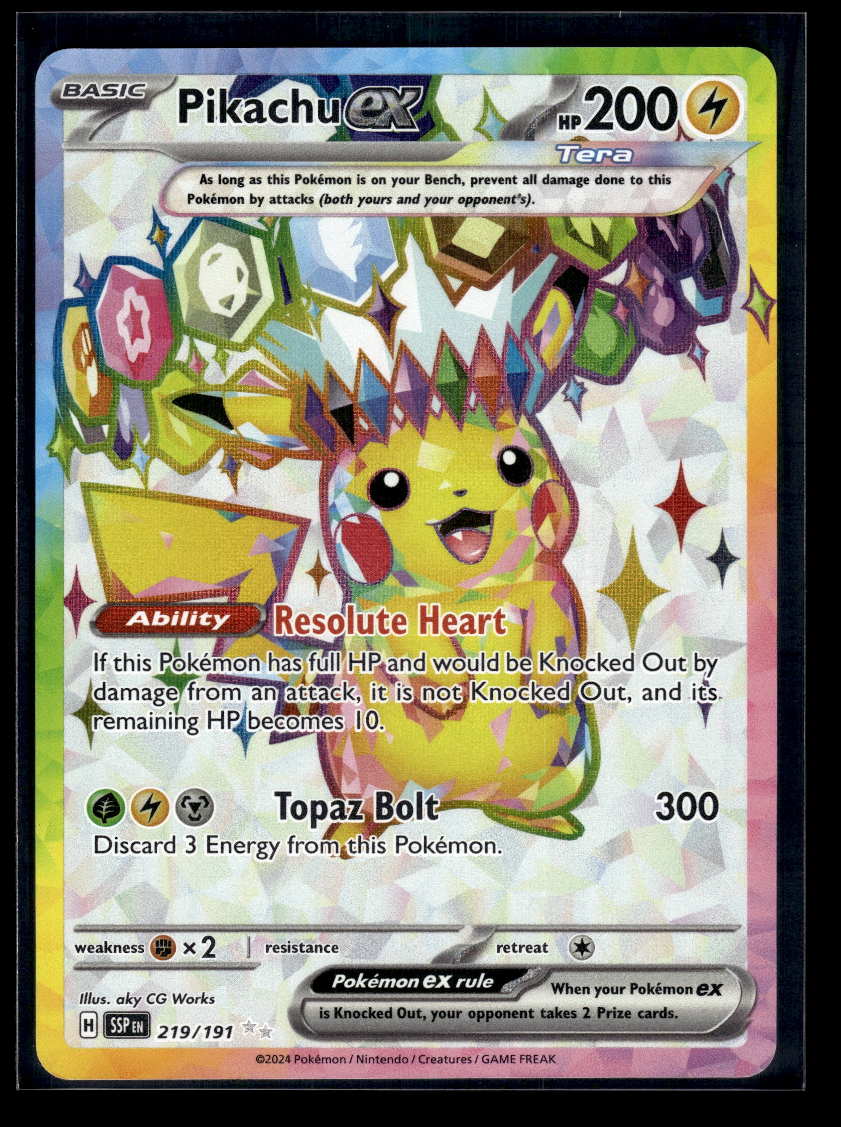 Pikachu ex #219/191 Surging Sparks NM