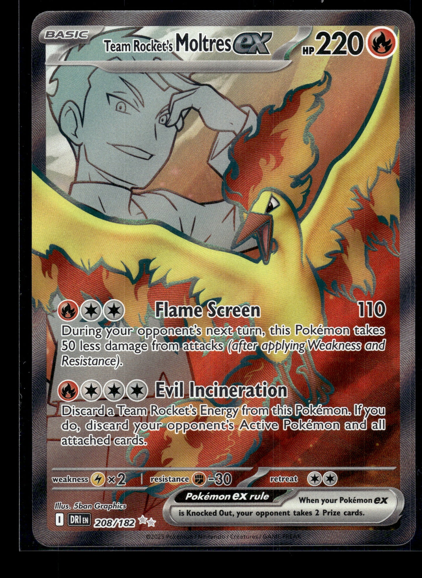Team Rocket's Moltres ex #208/182 Destined Rivals NM