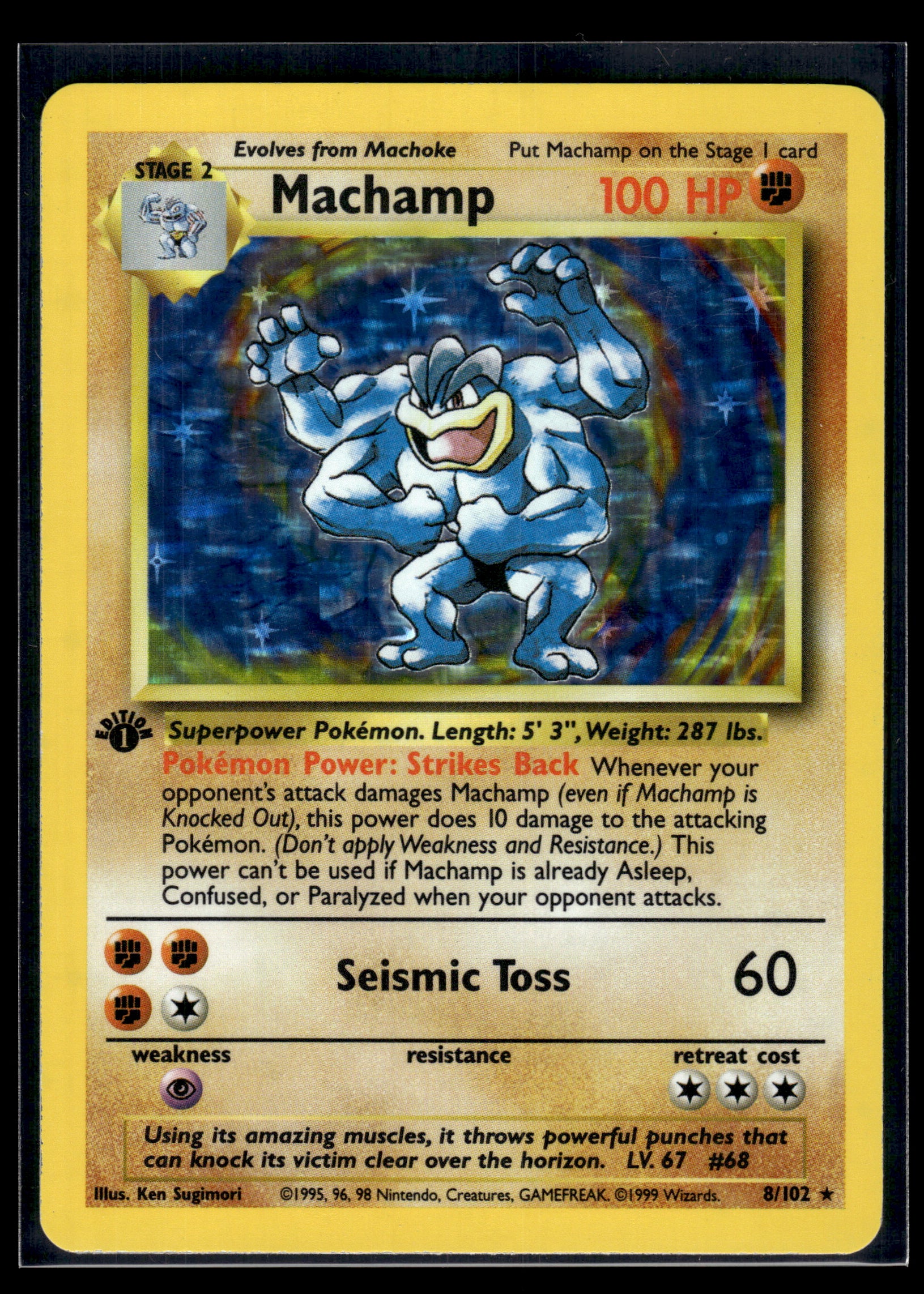 Machamp #008/102 1st Edition Base Set MP