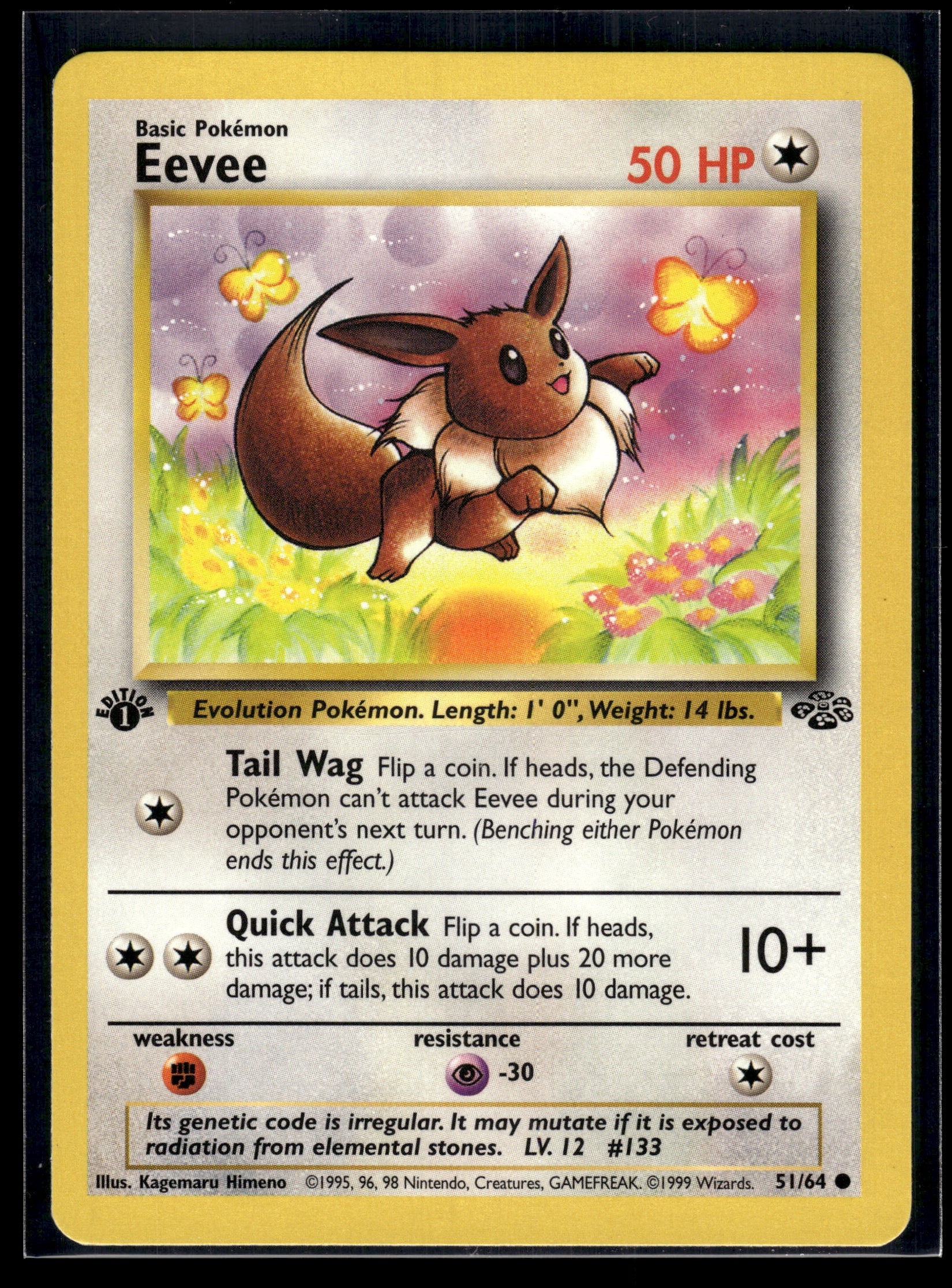 Eevee #51/64 1st Edition Pokemon Jungle LP
