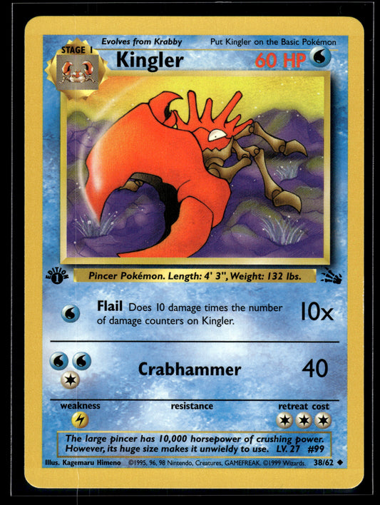 Kingler #38/62 1st Edition Fossil LP