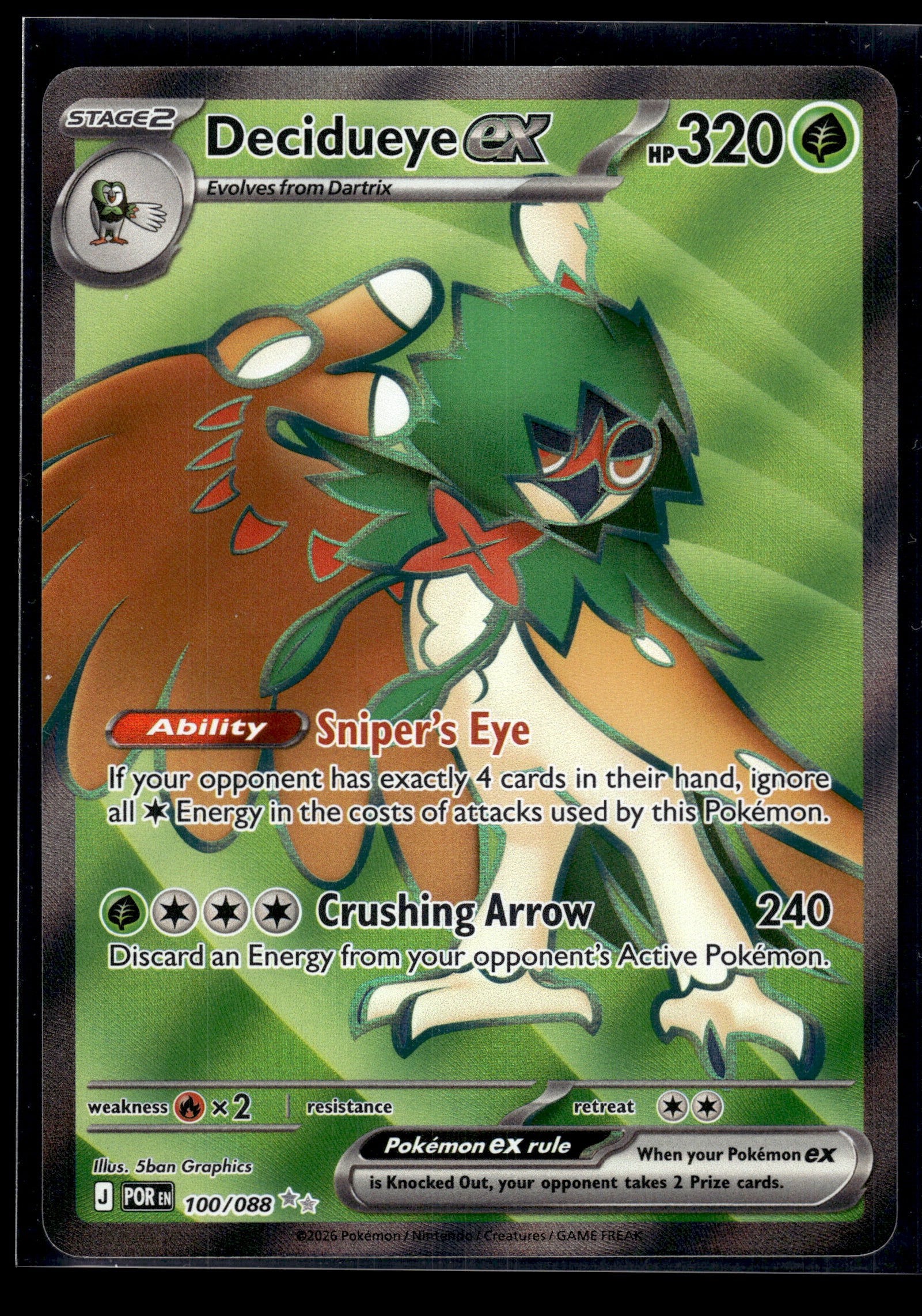 Decidueye ex #100/088 Perfect Order NM