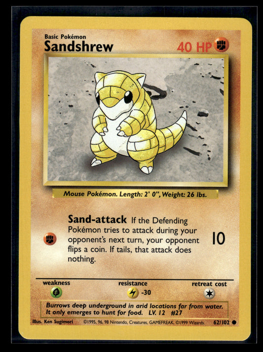 Sandshrew #062/102 Base Set LP