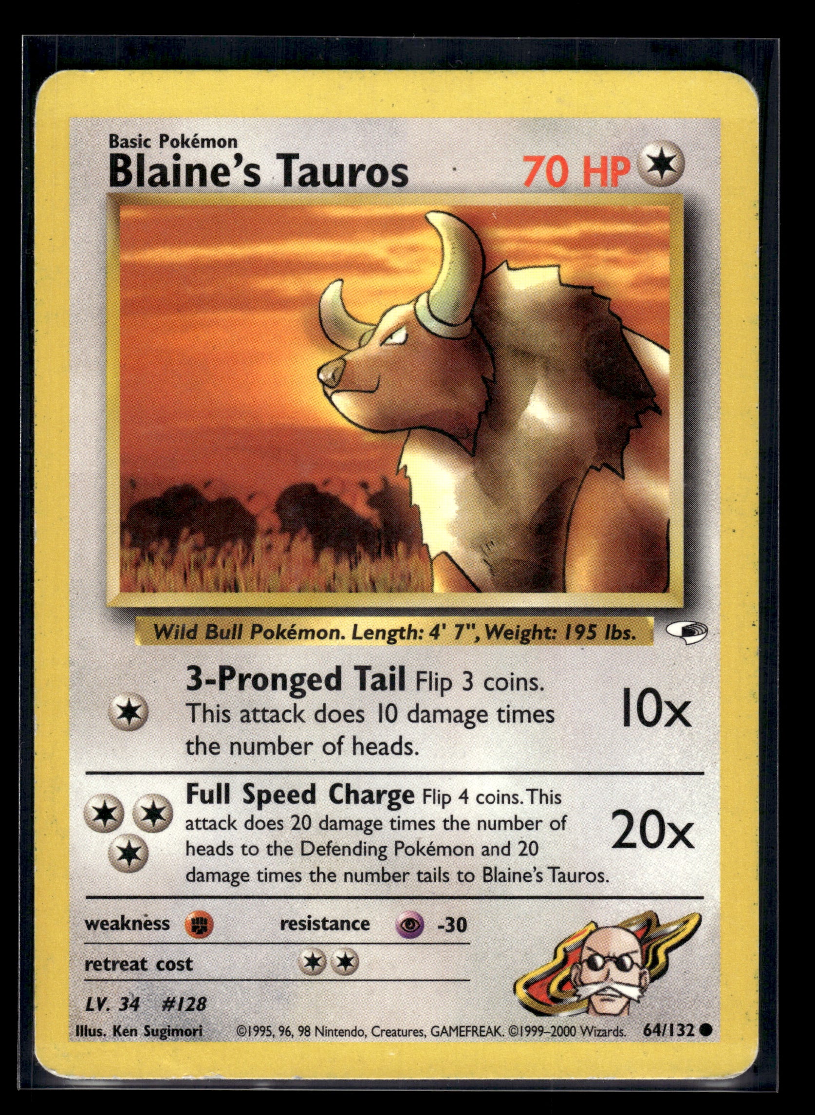 Blaine's Tauros #064/132 Gym Heroes MP