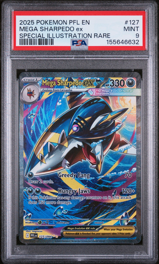 PSA 9 Mega Sharpedo ex #127 Phantasmal Flames