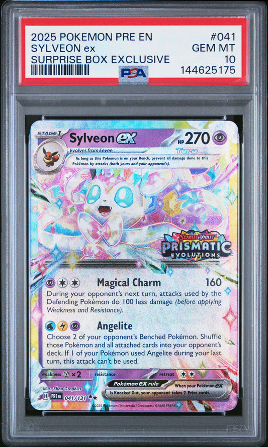 PSA 10 Sylveon ex #041 STAMPED Prismatic Evolutions Surprise Box Promo