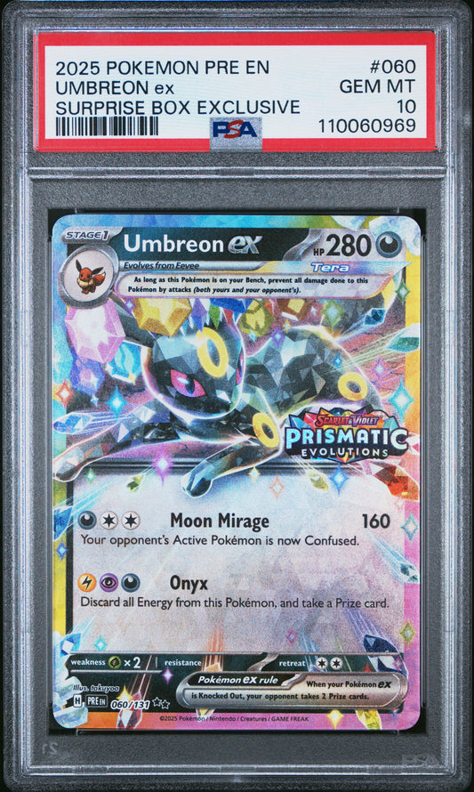 PSA 10 Umbreon ex #060 STAMPED Prismatic Evolutions Surprise Box Promo