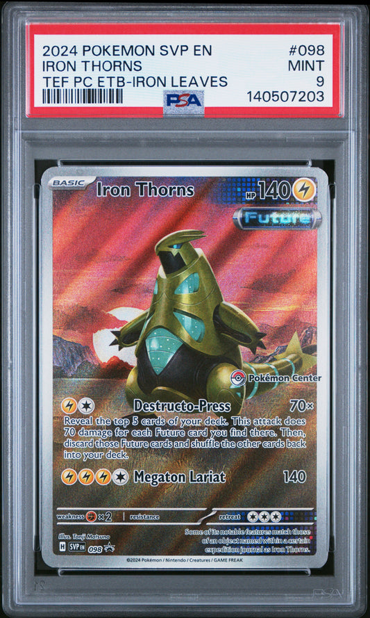 PSA 9 Iron Thorns #098 Pokemon Center STAMPED Scarlet & Violet Promo