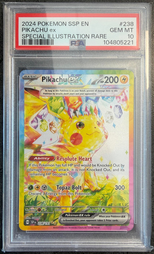 PSA 10 Pikachu ex #238 Surging Sparks