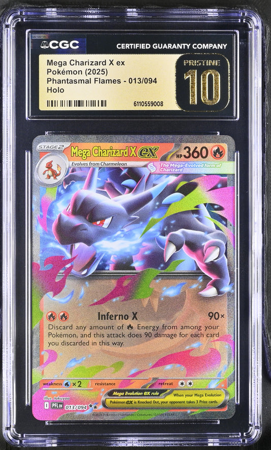 CGC Pristine 10 Mega Charizard X ex #013/094 Phantasmal Flames