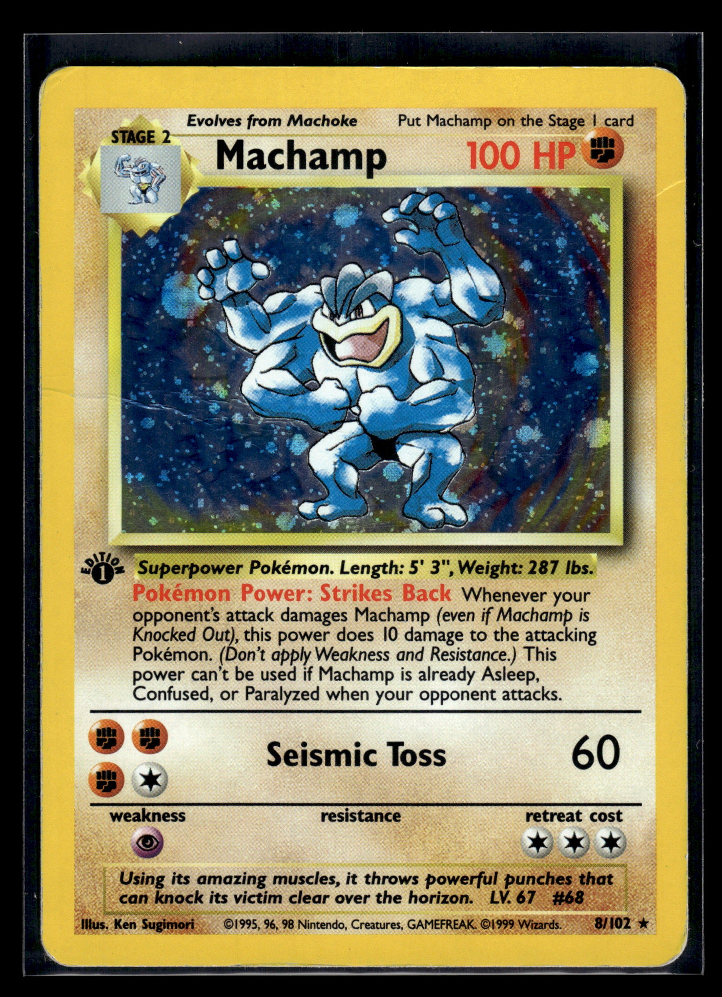Machamp #008/102 1st Edition Base Set MP